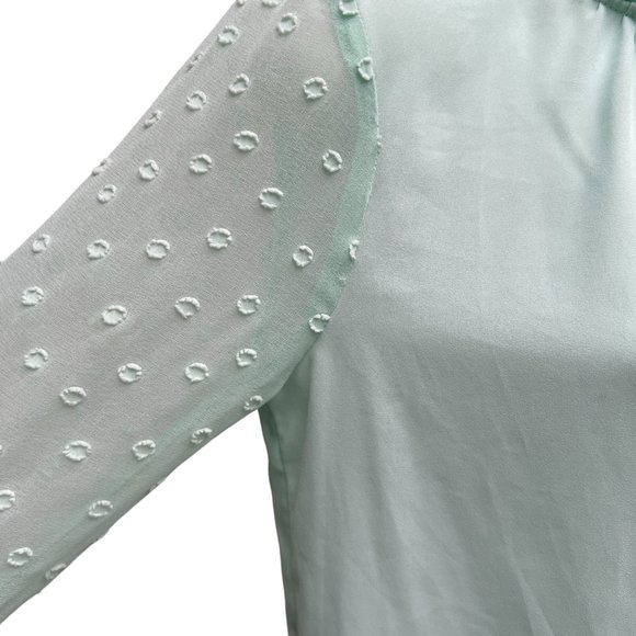 HD In Paris Sheer Sleeve Ruffle Collar Back Button Blouse Top Mint Green Size 2 - Picture 4 of 12